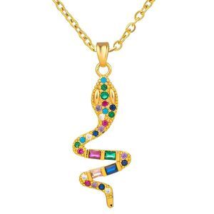 18K Gold Plated Women's Snake Necklace Cubic Zirconia Waterproof Jewelry